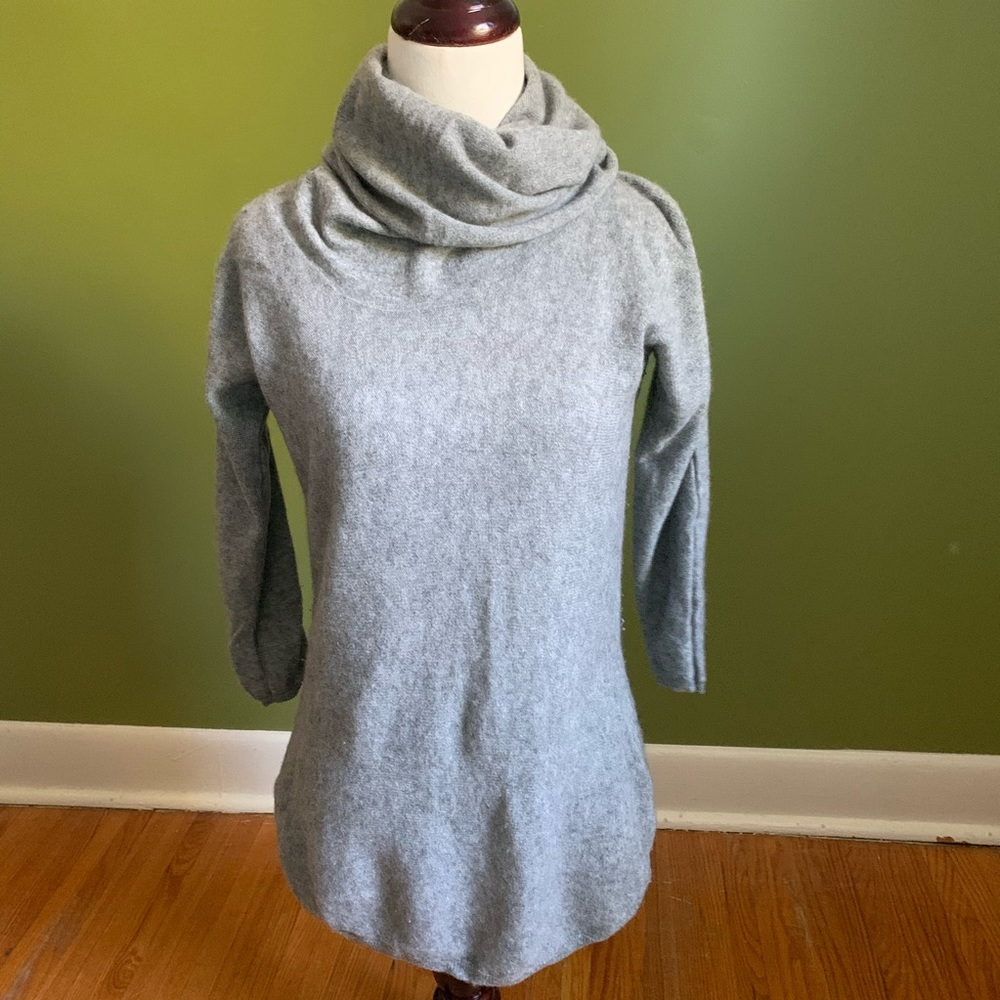 Cashmere tunic sweater cowl neck